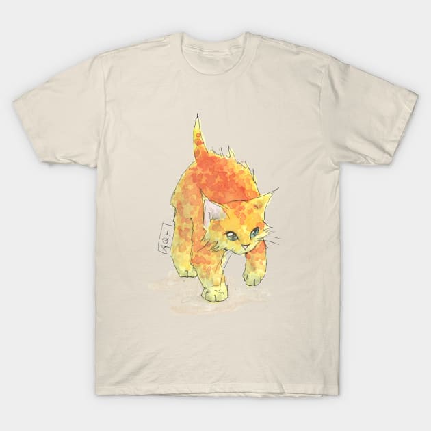 Fire Kitten T-Shirt by Aqutalion